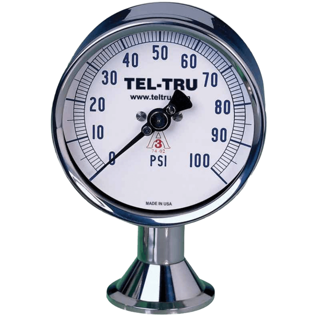 Tel-Tru Chem Line Sanitary Pressure Gauge, Model 81
